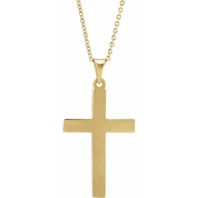Cross Pendant Necklace 18 Inch Polished Chain Engravable Design