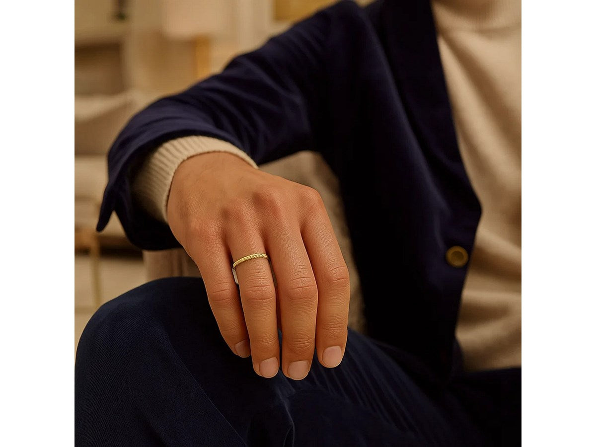 Textured Comfort Fit Wedding Band Ring