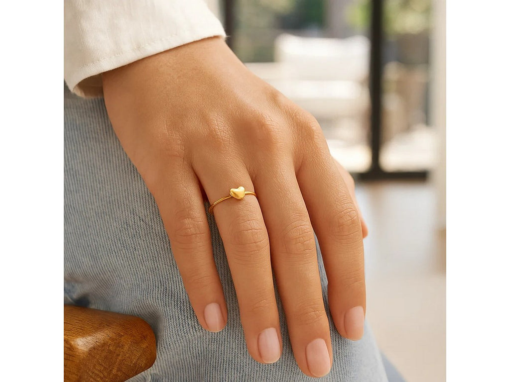 Puffed Heart Accent Ring