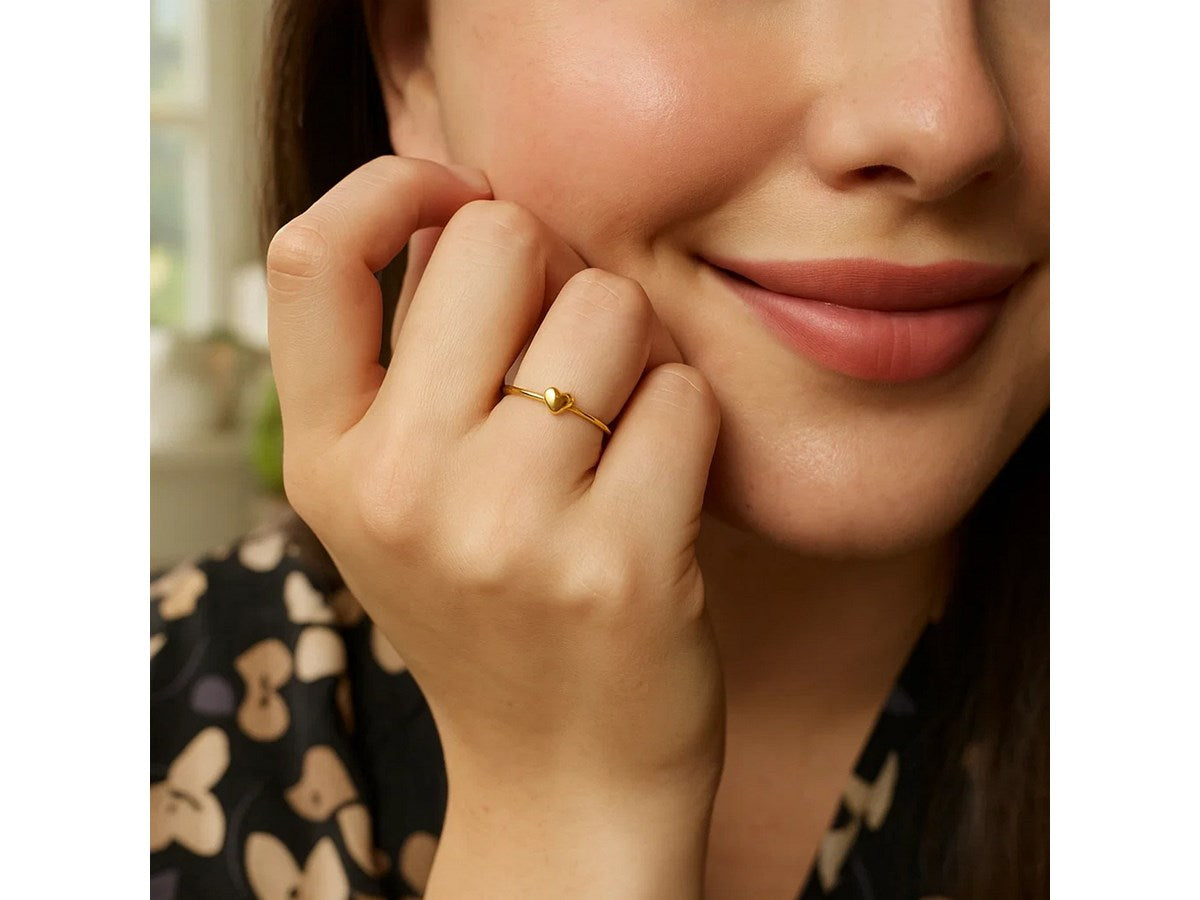 Puffed Heart Accent Ring