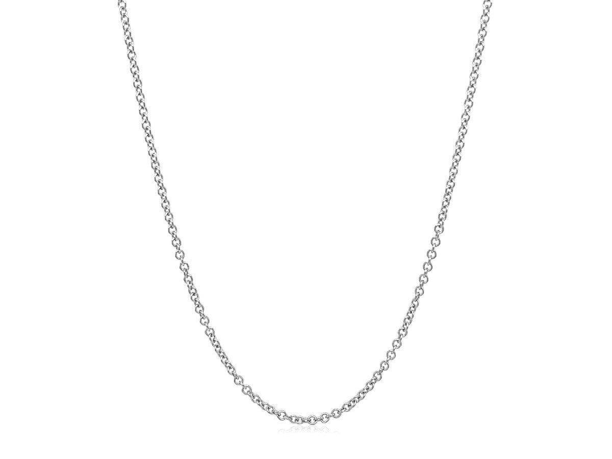 Sterling Silver Rhodium Plated Round Cable Chain Necklace