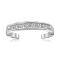 White Cubic Zirconia Band Toe Ring in Rhodium Sterling Silver