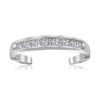 White Cubic Zirconia Band Toe Ring in Rhodium Sterling Silver