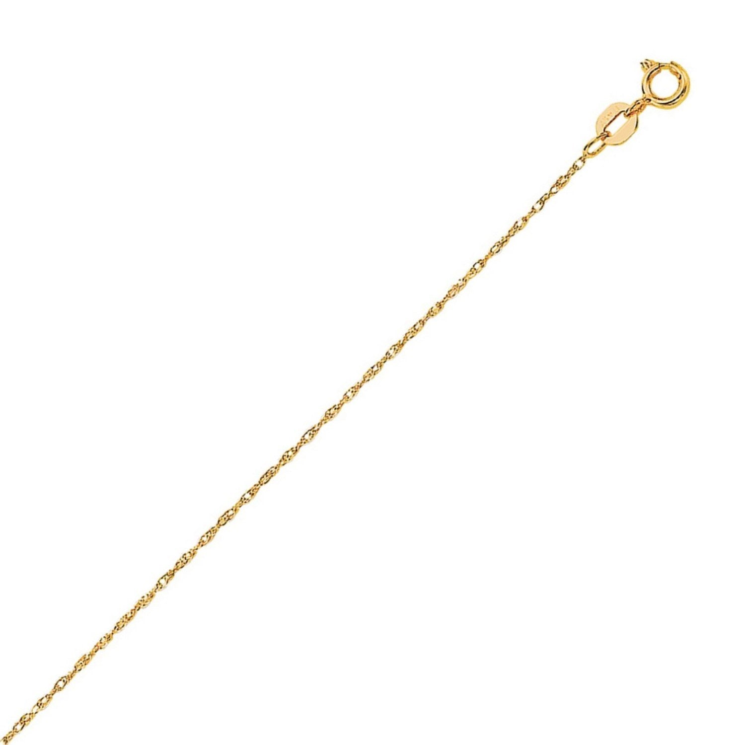 14KT Yellow Gold Diamond-Cut Rope Chain Necklace 0.80mm