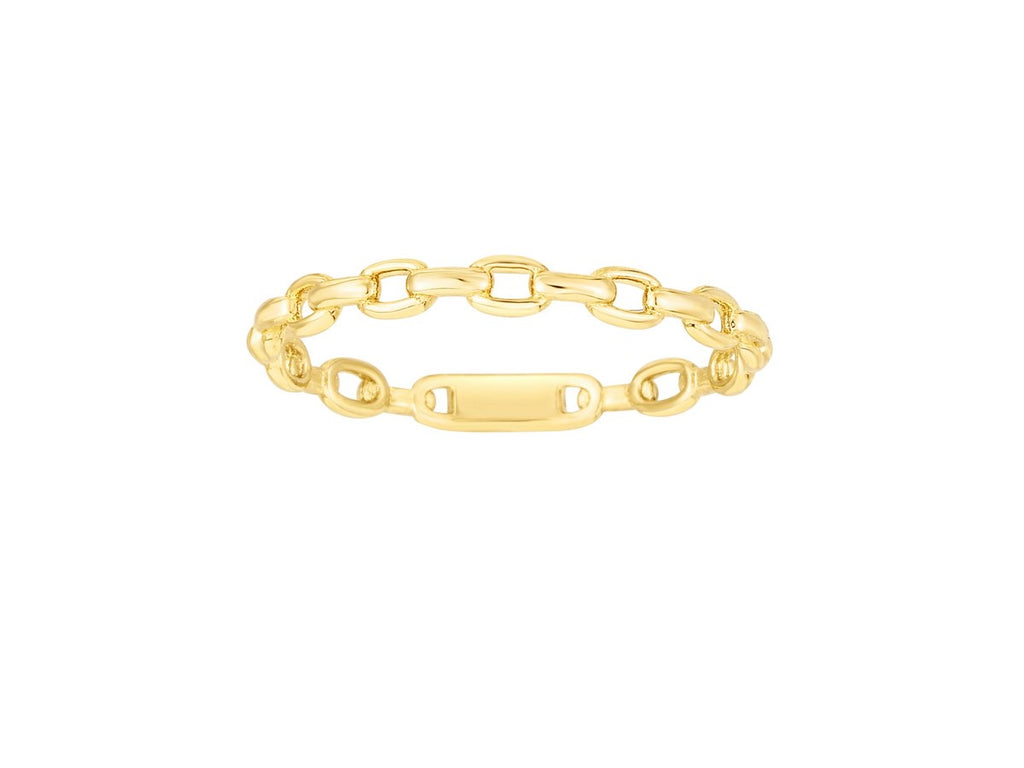 Oval Link Stackable Ring in 14K Minimalist Design