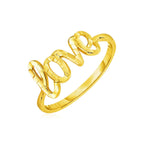 Love Script Minimalist Ring in Elegant 14K Design