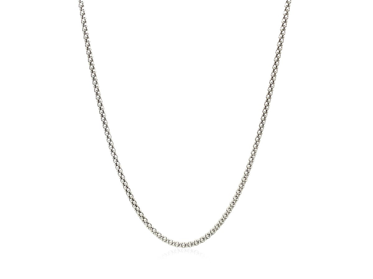 Rhodium Plated Popcorn Chain Necklace