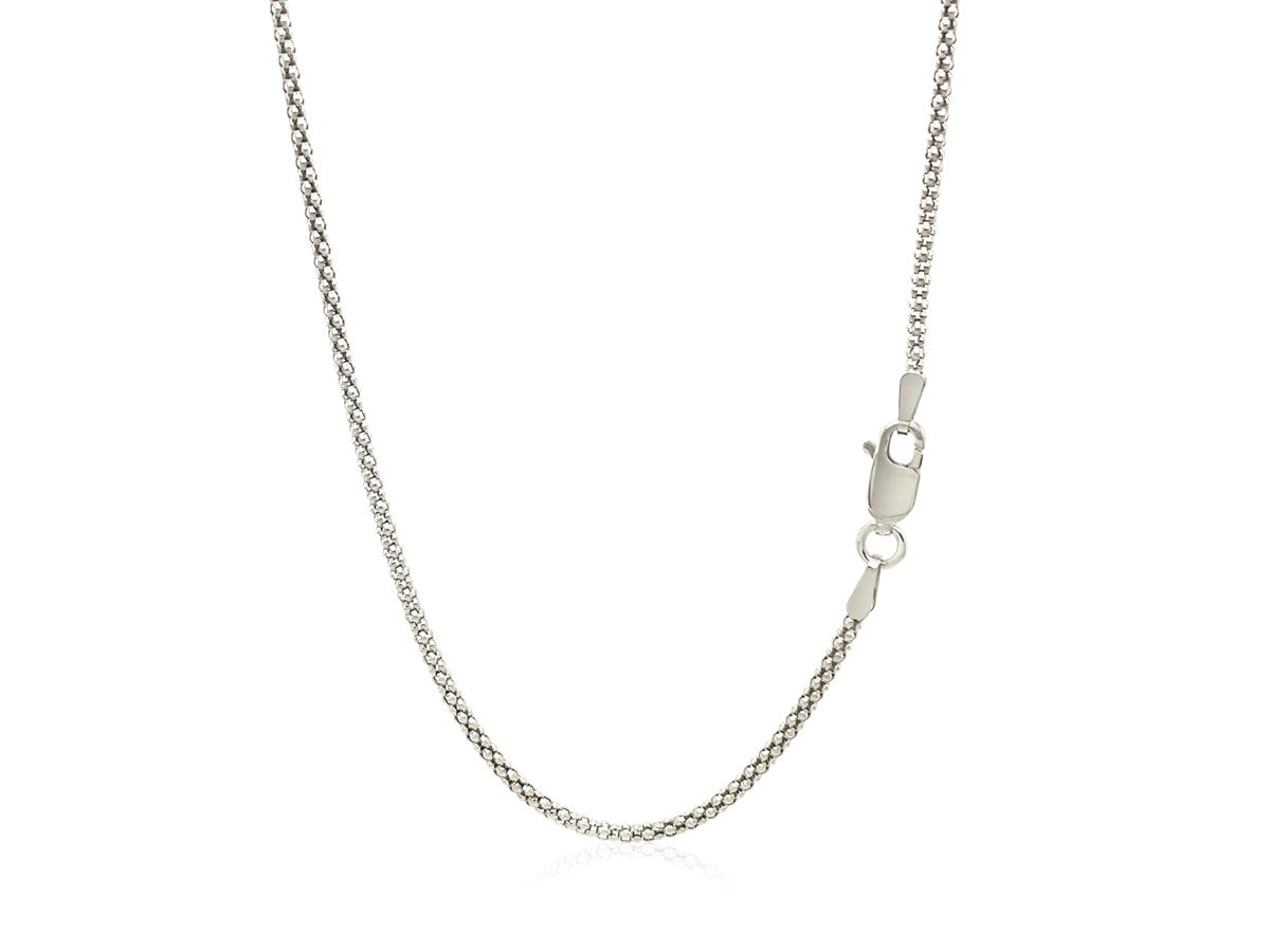 Rhodium Plated Popcorn Chain Necklace