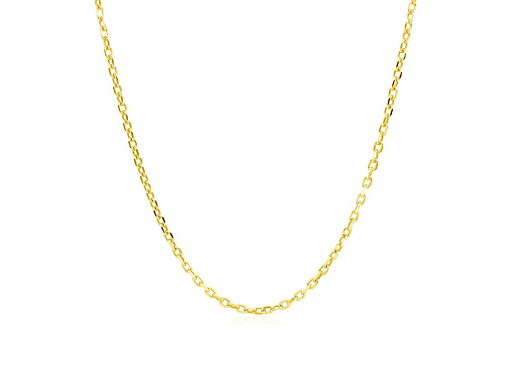 Yellow Gold Plated Diamond Cut Cable Chain Necklace