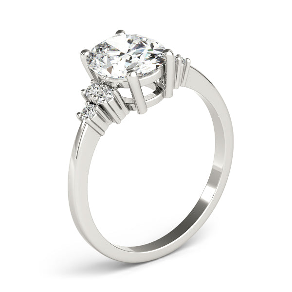 Oval Solitaire Cluster Side Engagement Ring