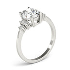 Oval Solitaire Cluster Side Engagement Ring