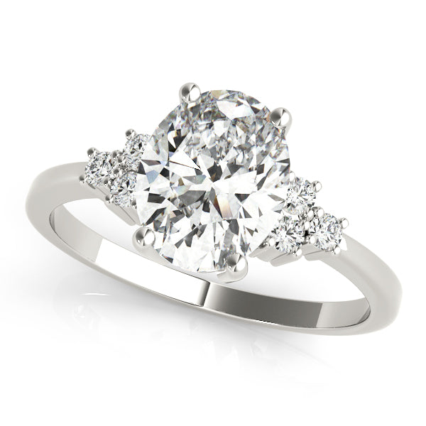 Oval Solitaire Cluster Side Engagement Ring