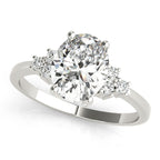 Oval Solitaire Cluster Side Engagement Ring