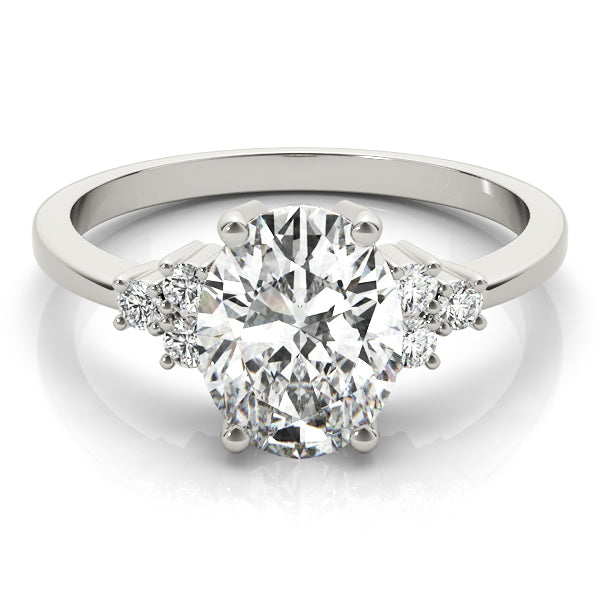 Oval Solitaire Cluster Side Engagement Ring