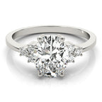 Oval Solitaire Cluster Side Engagement Ring