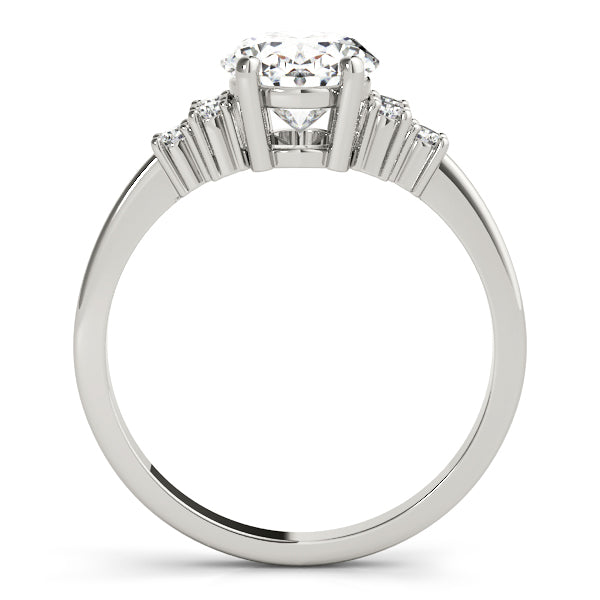 Oval Solitaire Cluster Side Engagement Ring
