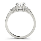 Oval Solitaire Cluster Side Engagement Ring