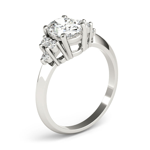 Oval Solitaire Cluster Accent Engagement Ring