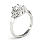 Oval Solitaire Cluster Accent Engagement Ring