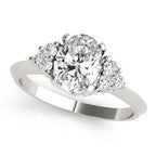Oval Solitaire Cluster Accent Engagement Ring