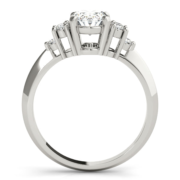 Oval Solitaire Cluster Accent Engagement Ring