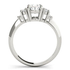 Oval Solitaire Cluster Accent Engagement Ring