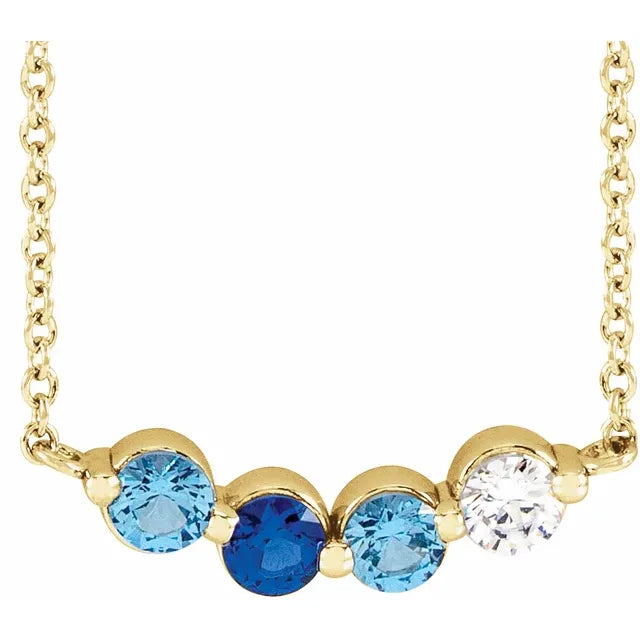 4 Stone Family Pendant Necklace Mount 18 Inch Round Customizable