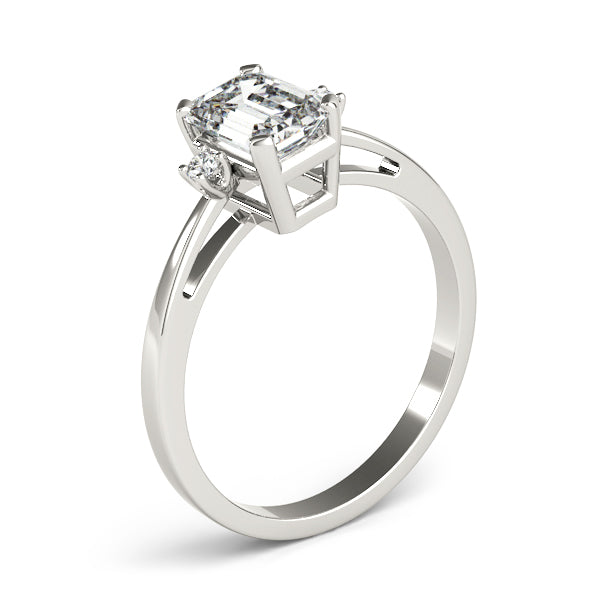Three Stone Emerald Cut Diamond Engagement Ring 0.60 Carat Center