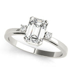 Three Stone Emerald Cut Diamond Engagement Ring 0.60 Carat Center