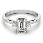 Three Stone Emerald Cut Diamond Engagement Ring 0.60 Carat Center