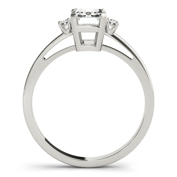 Three Stone Emerald Cut Diamond Engagement Ring 0.60 Carat Center