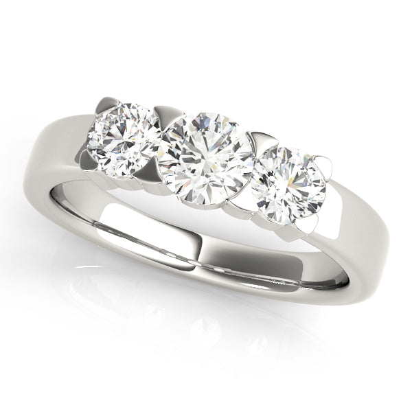 Three Stone Round Engagement Ring Classic Prong Setting