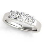 Three Stone Round Engagement Ring Classic Prong Setting