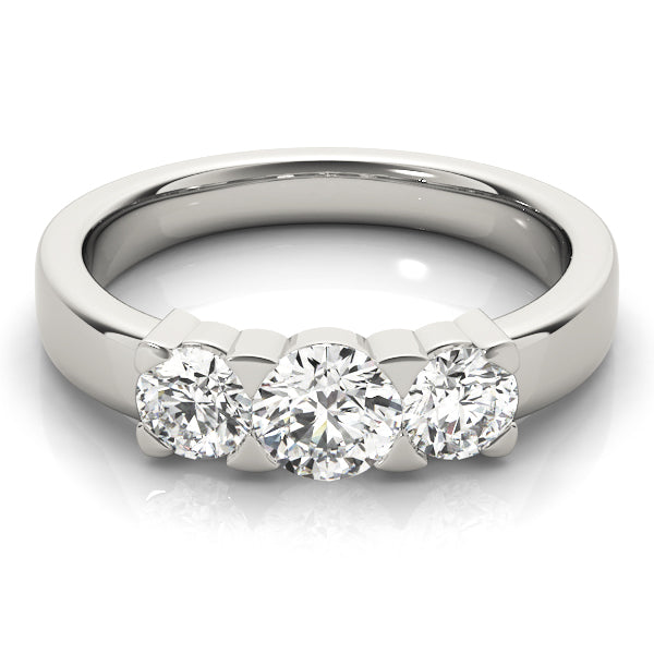 Three Stone Round Engagement Ring Classic Prong Setting