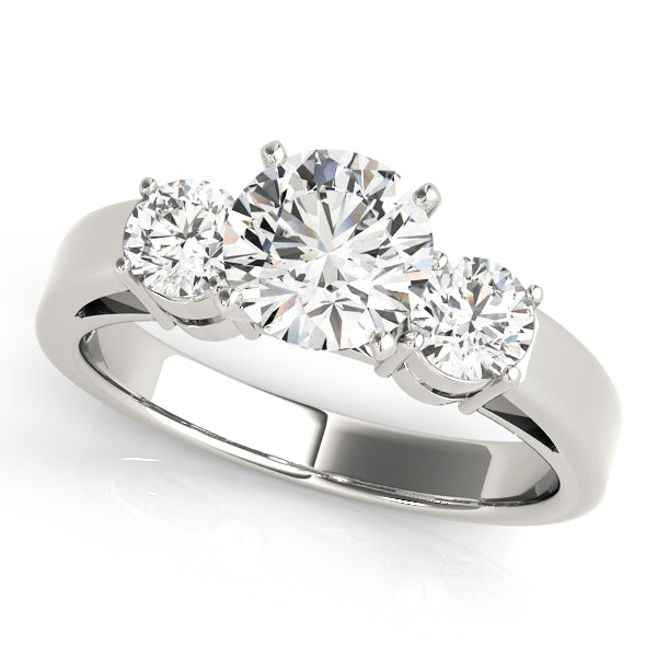 Three Stone Round Diamond Engagement Ring Classic