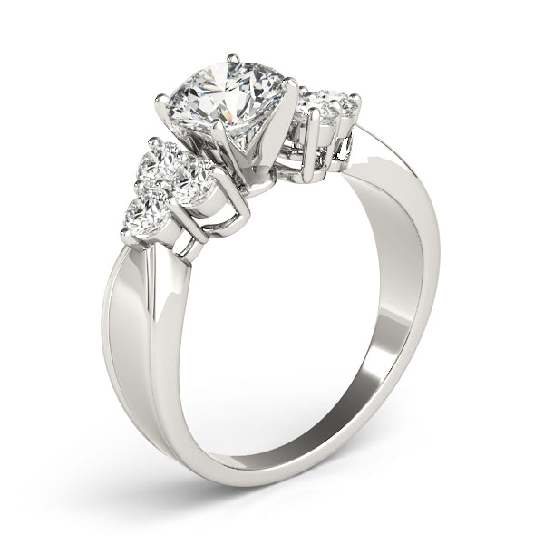 Round Cluster Accent Engagement Ring