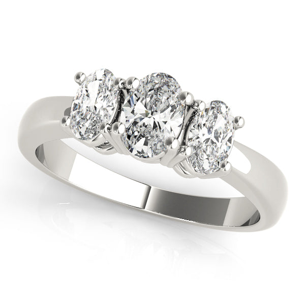 Three Stone Oval Diamond Engagement Ring