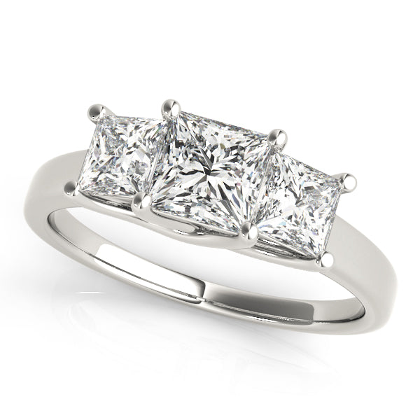 Three Stone Princess Trellis Engagement Ring