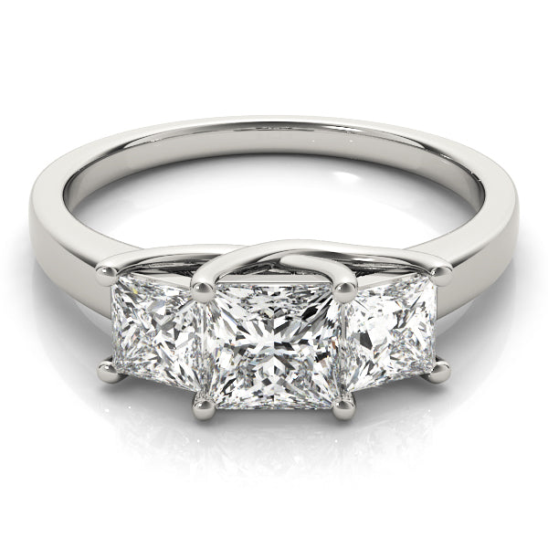 Three Stone Princess Trellis Engagement Ring
