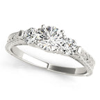 Three Stone Round Filigree Engagement Ring