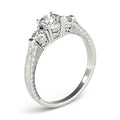 Three Stone Round Filigree Engagement Ring
