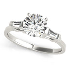 Three Stone Baguette Accent Engagement Ring