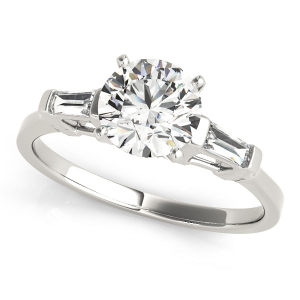 Three Stone Baguette Accent Engagement Ring