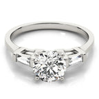 Three Stone Baguette Accent Engagement Ring