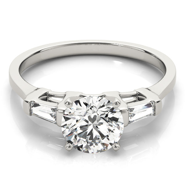 Three Stone Baguette Accent Engagement Ring
