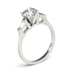 Three Stone Baguette Accent Engagement Ring