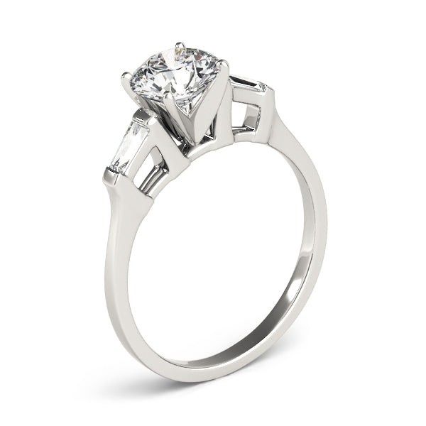 Three Stone Baguette Accent Engagement Ring