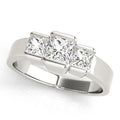 Three Stone Princess Engagement Ring Classic Setting