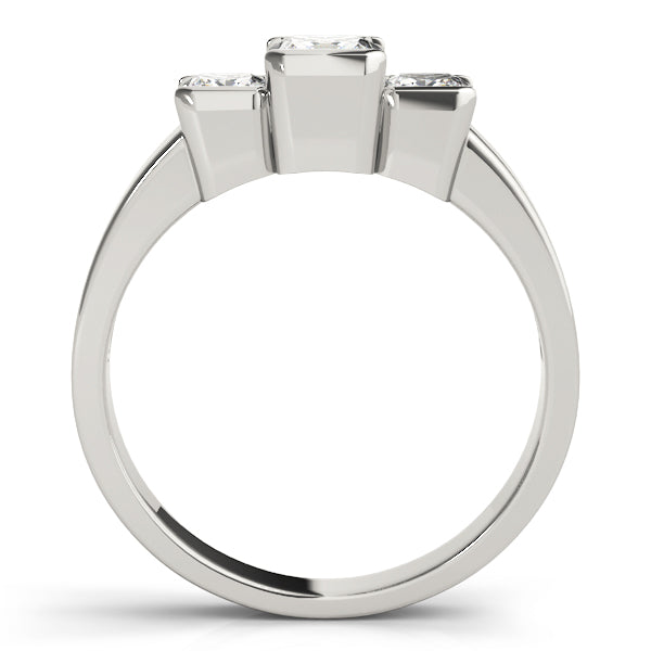 Three Stone Princess Engagement Ring Classic Setting