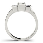 Three Stone Princess Engagement Ring Classic Setting